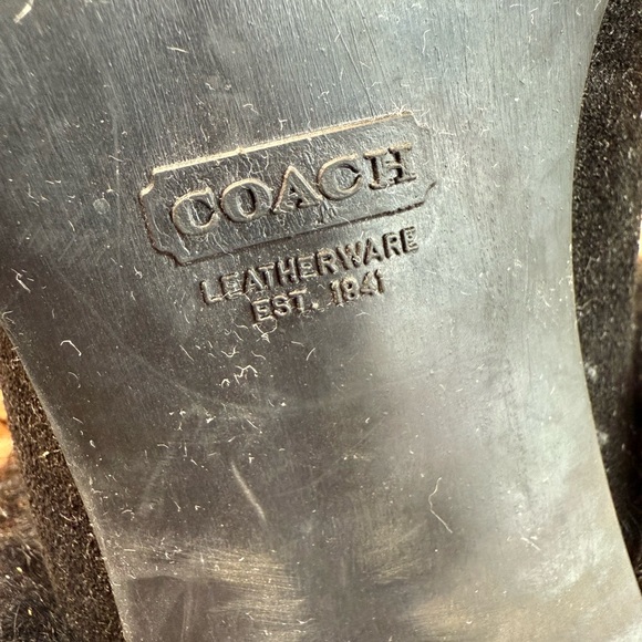 Coach Elegant Black Suede Mules Kristy 10 B Fur-Trimmed Women's Slip On Heels - Picture 6 of 10